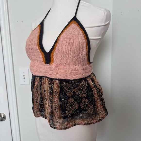American eagle Boho Knit Halter Top S festival artsy - Picture 3 of 5